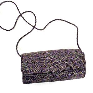 Inge Christopher iridescent beaded multicolor evening bag fun statement